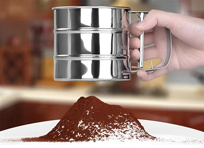 Stainless Steel Flour Sifter with Hand Press