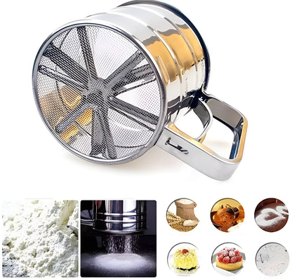 Stainless Steel Flour Sifter with Hand Press