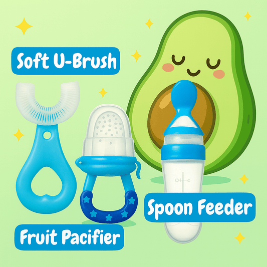 3-in-1 Baby Feeding & Oral Care Set | Spoon Feeder, Fruit Pacifier & Soft U-Brush